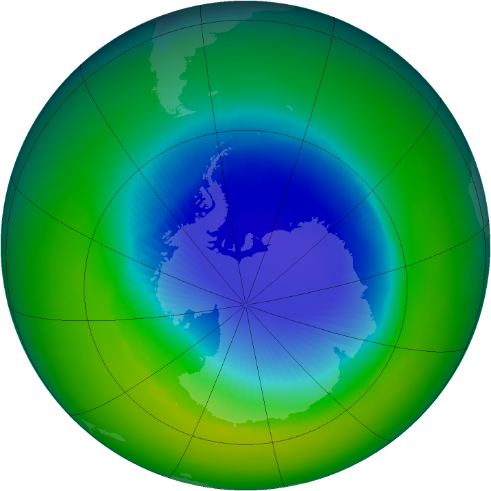 Antarctic ozone map for November 1993